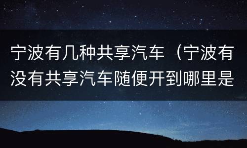 宁波有几种共享汽车（宁波有没有共享汽车随便开到哪里是不是?）