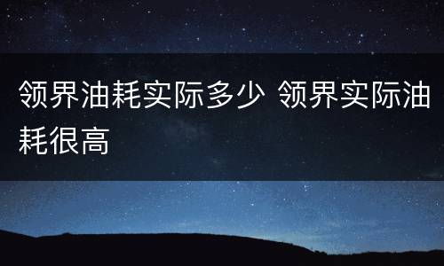 领界油耗实际多少 领界实际油耗很高