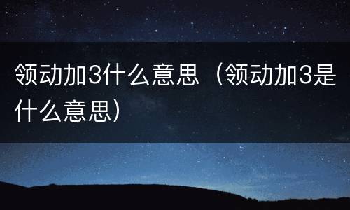 领动加3什么意思（领动加3是什么意思）