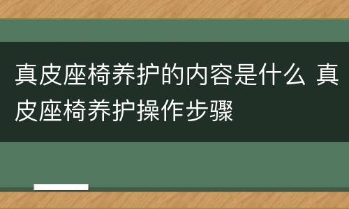 真皮座椅养护的内容是什么 真皮座椅养护操作步骤