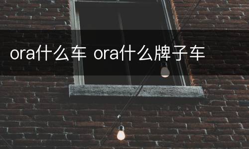 ora什么车 ora什么牌子车