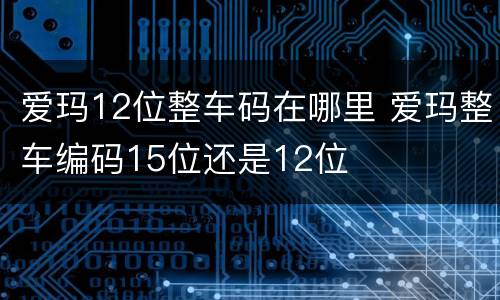 爱玛12位整车码在哪里 爱玛整车编码15位还是12位