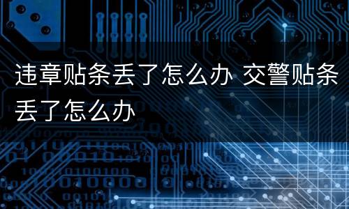 违章贴条丢了怎么办 交警贴条丢了怎么办