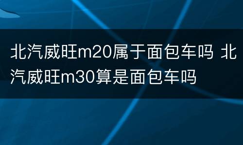 北汽威旺m20属于面包车吗 北汽威旺m30算是面包车吗