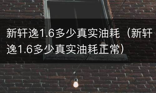 新轩逸1.6多少真实油耗（新轩逸1.6多少真实油耗正常）