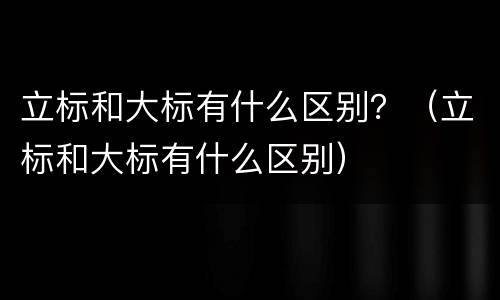 立标和大标有什么区别？（立标和大标有什么区别）