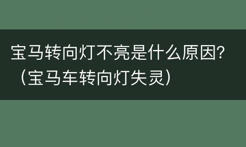 宝马转向灯不亮是什么原因？（宝马车转向灯失灵）