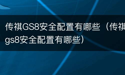 传祺GS8安全配置有哪些（传祺gs8安全配置有哪些）