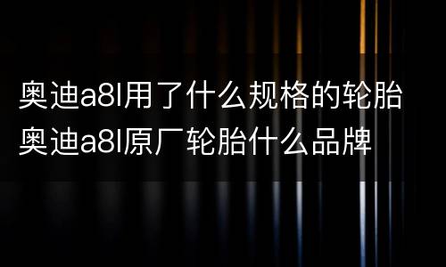 奥迪a8l用了什么规格的轮胎 奥迪a8l原厂轮胎什么品牌