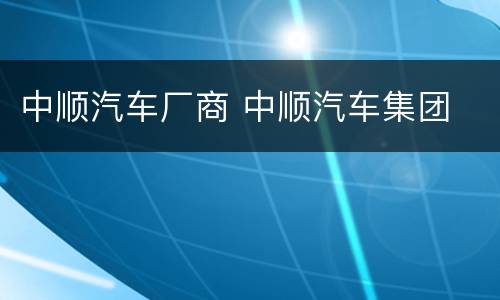 中顺汽车厂商 中顺汽车集团