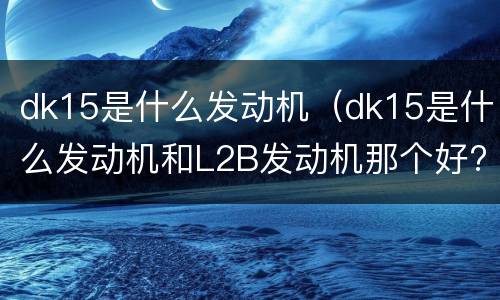 dk15是什么发动机（dk15是什么发动机和L2B发动机那个好?）