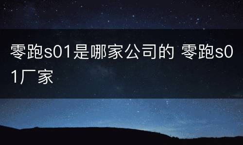 零跑s01是哪家公司的 零跑s01厂家