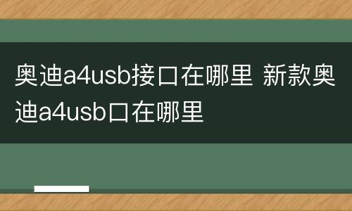 奥迪a4usb接口在哪里 新款奥迪a4usb口在哪里