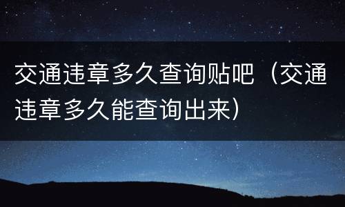 交通违章多久查询贴吧（交通违章多久能查询出来）