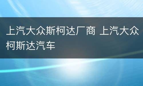 上汽大众斯柯达厂商 上汽大众柯斯达汽车