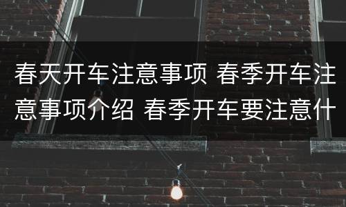 春天开车注意事项 春季开车注意事项介绍 春季开车要注意什么