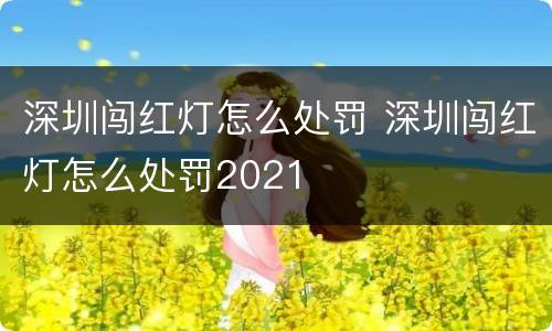 深圳闯红灯怎么处罚 深圳闯红灯怎么处罚2021