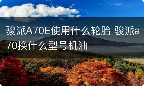 骏派A70E使用什么轮胎 骏派a70换什么型号机油