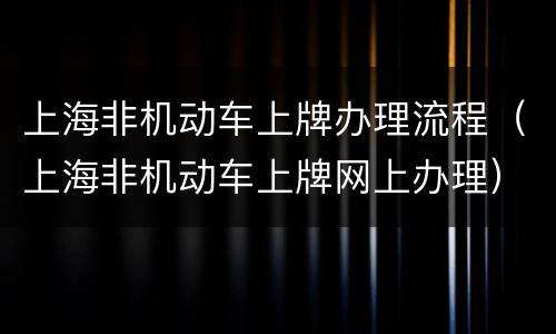 上海非机动车上牌办理流程（上海非机动车上牌网上办理）