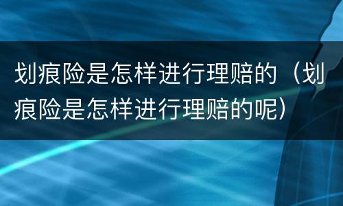 划痕险是怎样进行理赔的（划痕险是怎样进行理赔的呢）