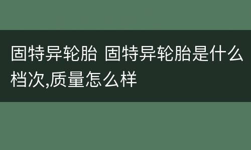 固特异轮胎 固特异轮胎是什么档次,质量怎么样