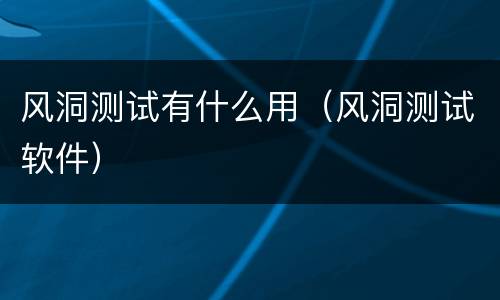 风洞测试有什么用（风洞测试软件）