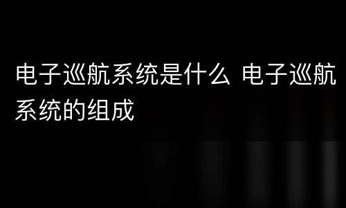 电子巡航系统是什么 电子巡航系统的组成