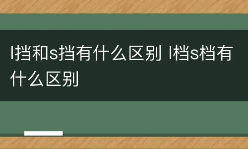 l挡和s挡有什么区别 l档s档有什么区别