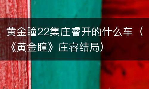 黄金瞳22集庄睿开的什么车（《黄金瞳》庄睿结局）