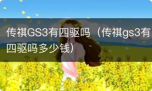 传祺GS3有四驱吗（传祺gs3有四驱吗多少钱）