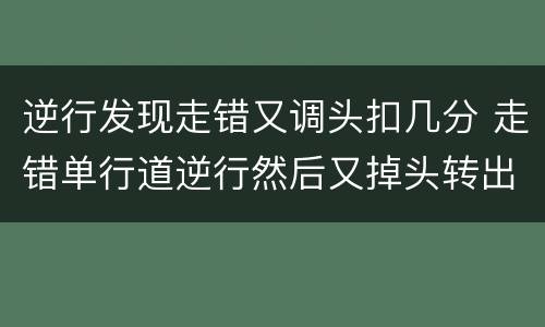 逆行发现走错又调头扣几分 走错单行道逆行然后又掉头转出来了扣几分