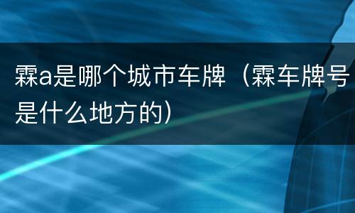 霖a是哪个城市车牌（霖车牌号是什么地方的）