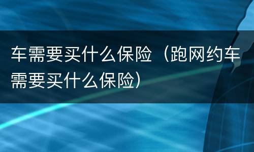 车需要买什么保险（跑网约车需要买什么保险）