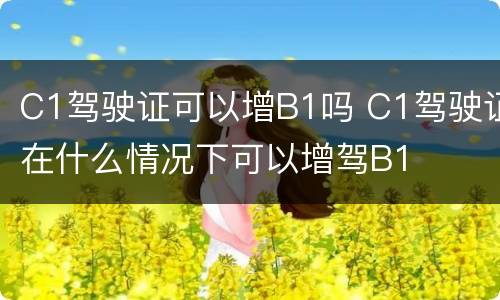 C1驾驶证可以增B1吗 C1驾驶证在什么情况下可以增驾B1