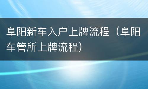 阜阳新车入户上牌流程（阜阳车管所上牌流程）