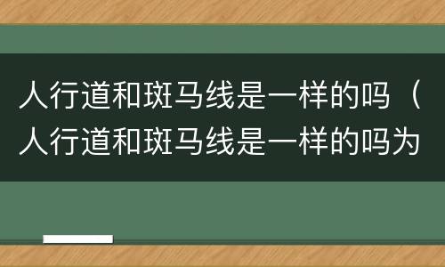 人行道和斑马线是一样的吗（人行道和斑马线是一样的吗为什么）