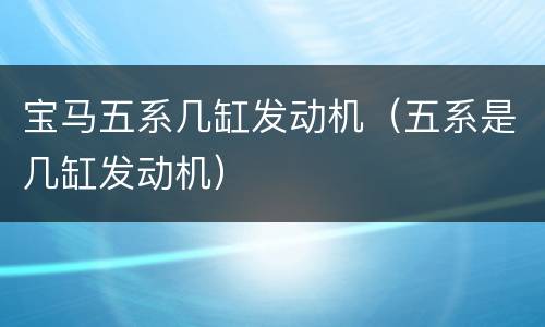 宝马五系几缸发动机（五系是几缸发动机）