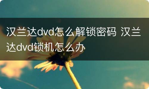 汉兰达dvd怎么解锁密码 汉兰达dvd锁机怎么办