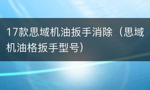 17款思域机油扳手消除（思域机油格扳手型号）