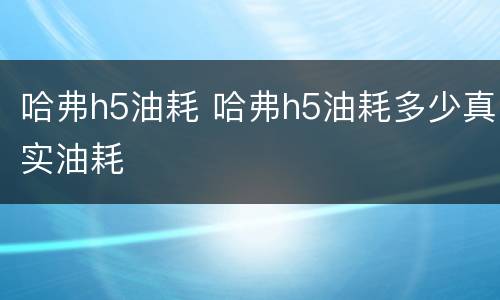 哈弗h5油耗 哈弗h5油耗多少真实油耗