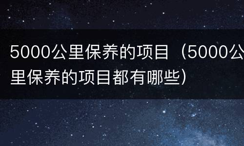 5000公里保养的项目（5000公里保养的项目都有哪些）