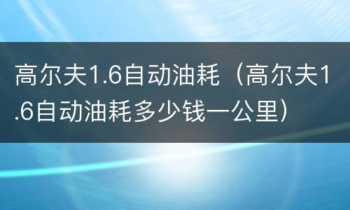 高尔夫1.6自动油耗（高尔夫1.6自动油耗多少钱一公里）