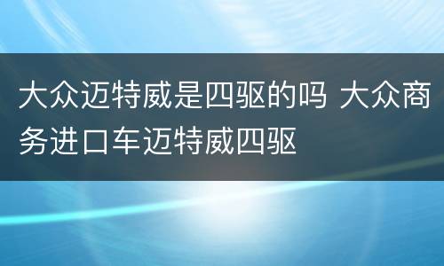 大众迈特威是四驱的吗 大众商务进口车迈特威四驱