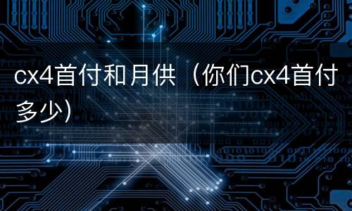 cx4首付和月供（你们cx4首付多少）