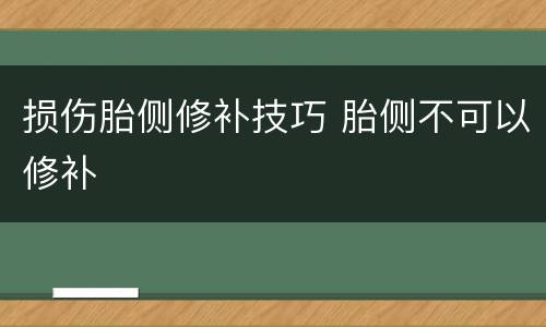 损伤胎侧修补技巧 胎侧不可以修补