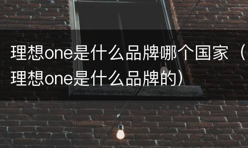 理想one是什么品牌哪个国家（理想one是什么品牌的）