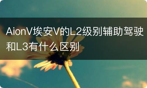 AionV埃安V的L2级别辅助驾驶和L3有什么区别