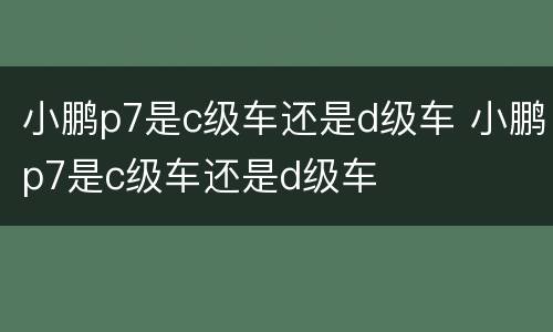 小鹏p7是c级车还是d级车 小鹏p7是c级车还是d级车