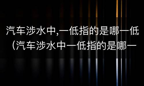 汽车涉水中,一低指的是哪一低（汽车涉水中一低指的是哪一低 胎压低车速）