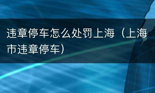 违章停车怎么处罚上海（上海市违章停车）